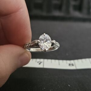 Bomb Party Cubic Zirconia, Rhodium Plating Size 8 Ring